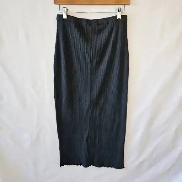 Polo Ralph Lauren Button Front Rib Knit Gray Pencil Skirt Medium - Picture 2 of 15